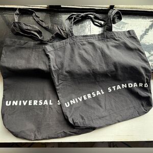 TWO UNIVERSAL STANDARD Cloth Tote Bags Black